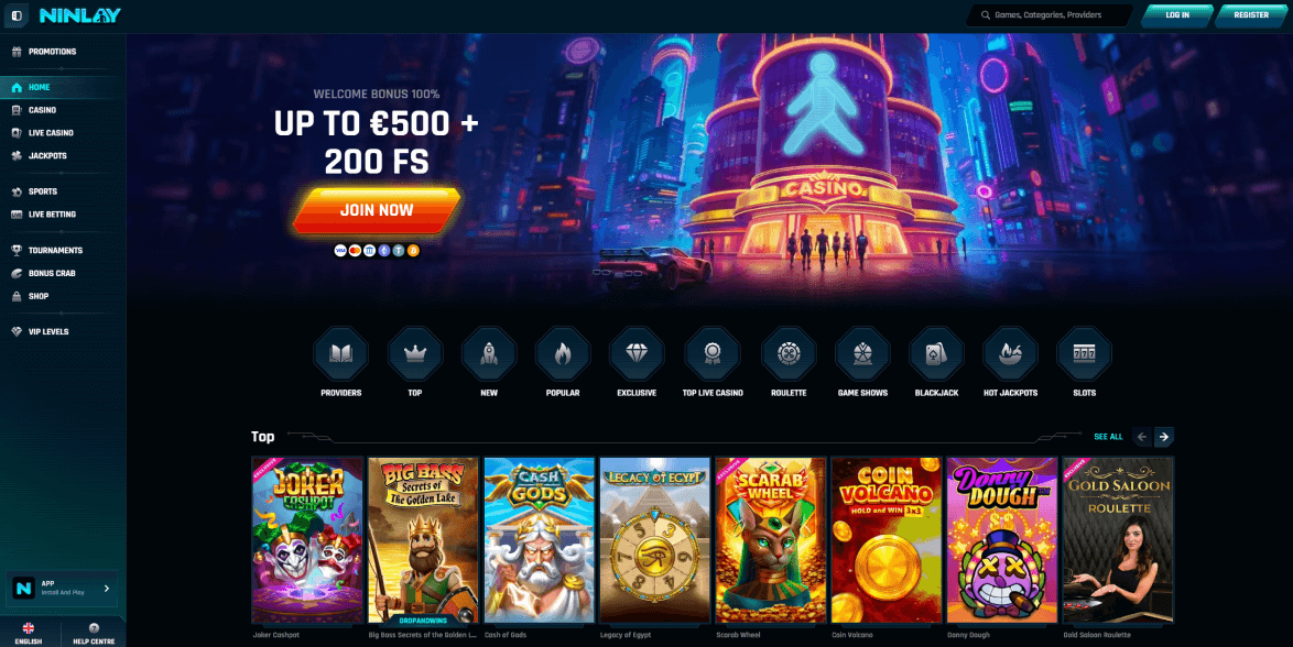 Ninlay Casino Homepage